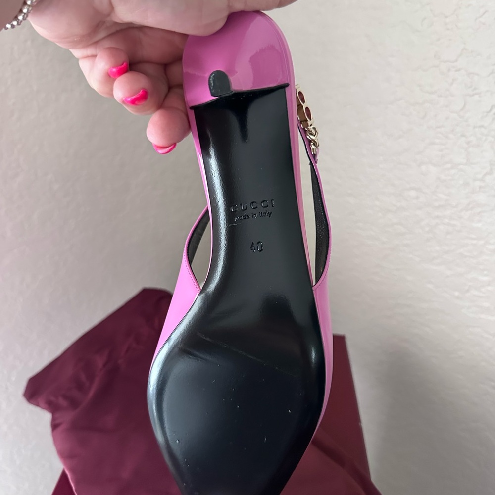 Gucci Pink Patent Leather Slingback Heels - Picture 4 of 4
